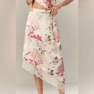 Anthropologie Elliatt Rosalina Asymmetric Satin Midi Skirt Large NWT